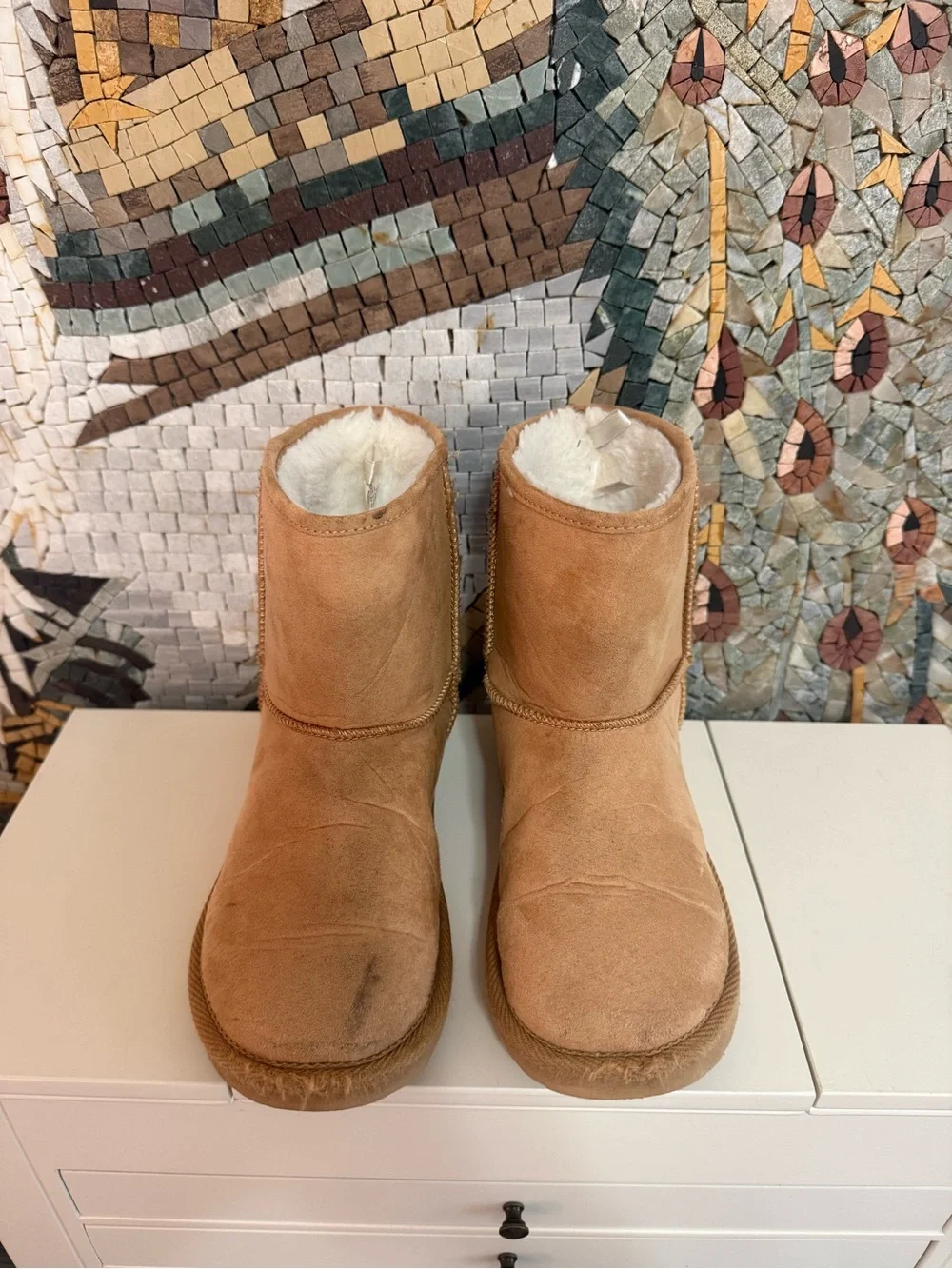 Old Navy Kids Tan Shearling-Lined Short Boots